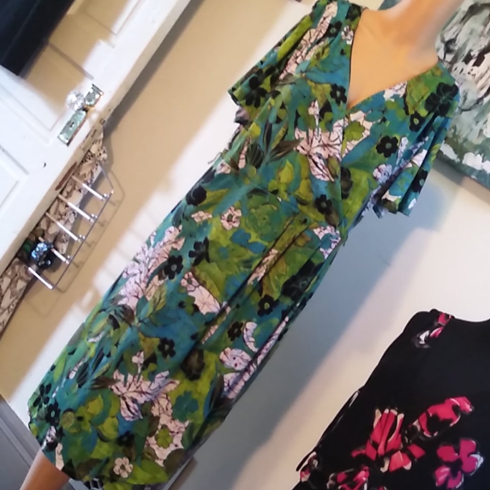 LB Green jungle garden print dress